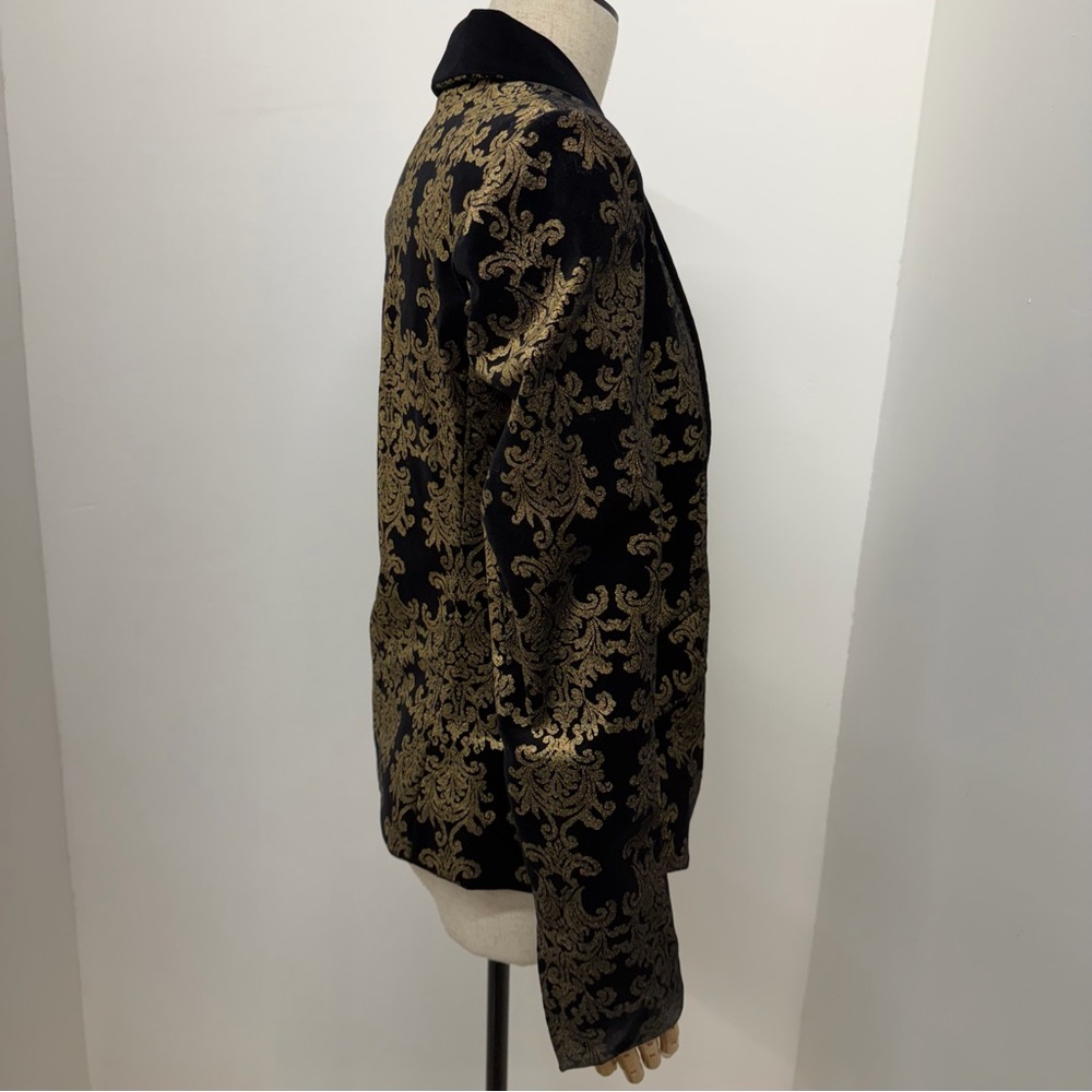 7 for all Mankind Black Gold Brocade Blazer Maximalist Retro Womans Size S - Picture 6 of 16